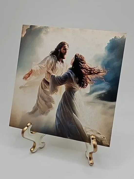 4x4 Jesus in Heaven Wall Art Watercolor Oil Painting Print - Picture 3 of 3
